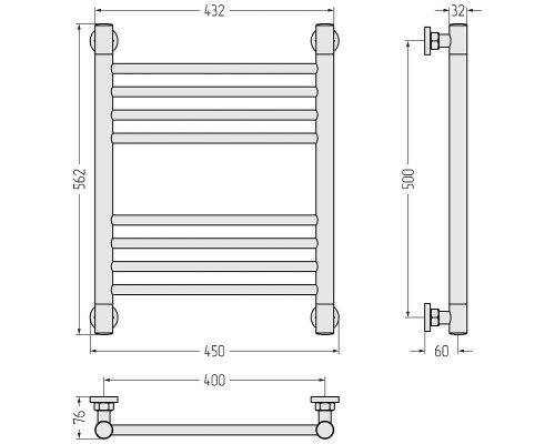 Водяной полотенцесушитель Сунержа Богема+ прямая 50x40 15-0220-5040 цвет Тёмный титан муар