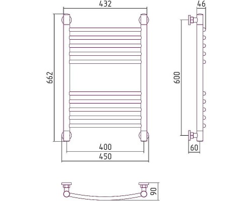 Водяной полотенцесушитель Сунержа Богема+ выгнутая 600х400 03-0221-6040 Золото