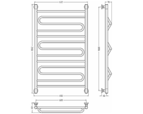 Водяной полотенцесушитель Сунержа Элегия+ 1000х600 31-0205-1060 Черный матовый