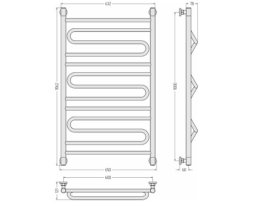 Водяной полотенцесушитель Сунержа Элегия+ 100x60 32-0205-1060 цвет Золотой шёлк
