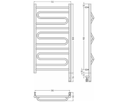 Электрический полотенцесушитель Сунержа Элегия 3.0 1000x500 R 31-5819-1050 Черный матовый