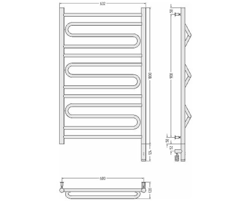 Электрический полотенцесушитель Сунержа Элегия 3.0 1000x600 R 31-5819-1060 Черный матовый