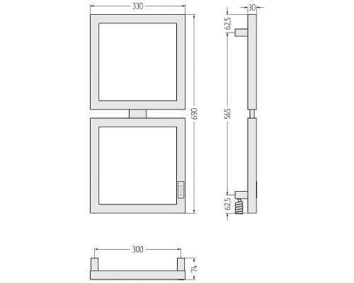 Электрический полотенцесушитель Сунержа Этюд 69x30 15-0844-6030 цвет Тёмный титан муар