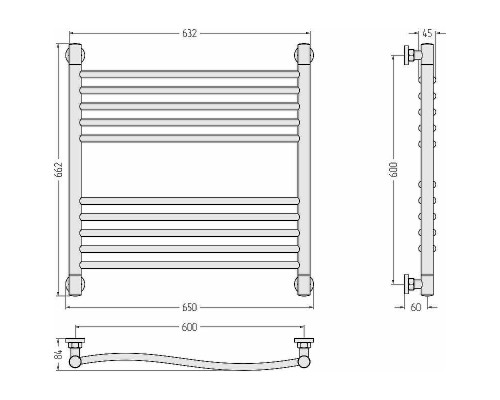 Водяной полотенцесушитель Сунержа Флюид+ 600х600 30-0222-6060 Белый матовый