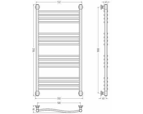 Водяной полотенцесушитель Сунержа Флюид+  100x50 15-0222-1050 цвет Тёмный титан муар