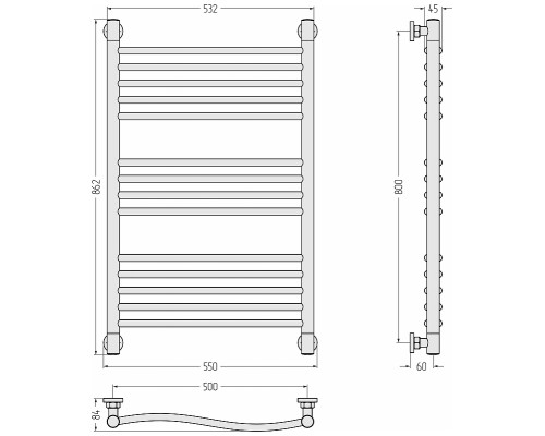 Водяной полотенцесушитель Сунержа Флюид+  80x50 32-0222-8050 цвет Золотой шёлк