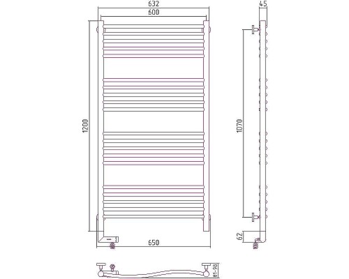 Электрический полотенцесушитель Сунержа Флюид 2.0 1200x600 L 00-5220-1260 Хром