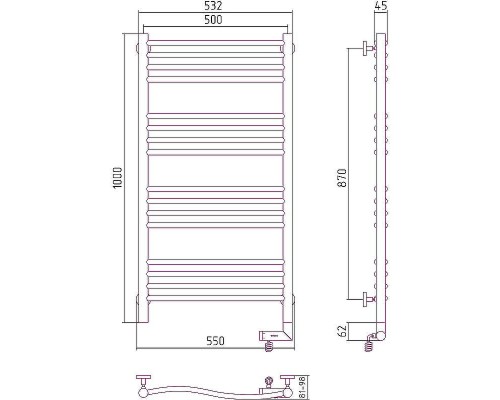 Электрический полотенцесушитель Сунержа Флюид 2.0 1000x500 R 12-5221-1050 Белый