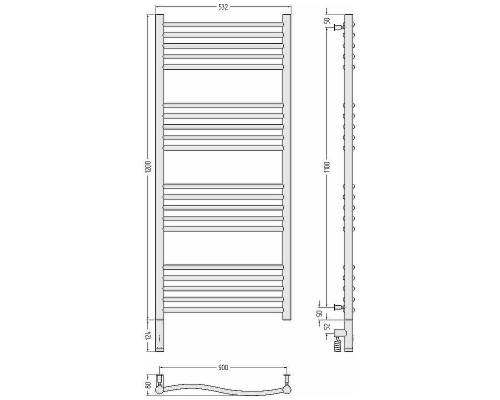 Электрический полотенцесушитель Сунержа Флюид 3.0 1200x500 L 00-5820-1250 Хром