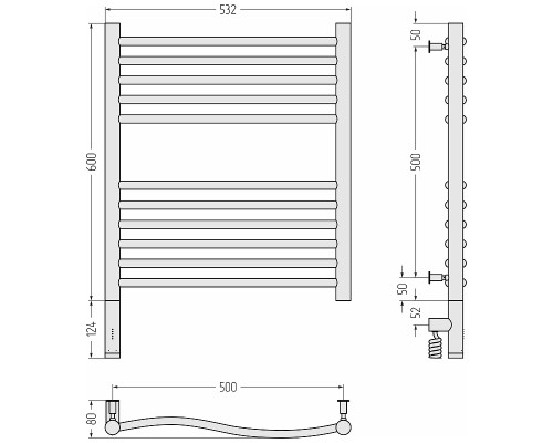 Электрический полотенцесушитель Сунержа Флюид 3.0 60x50 31-5820-6050 цвет Матовый чёрный