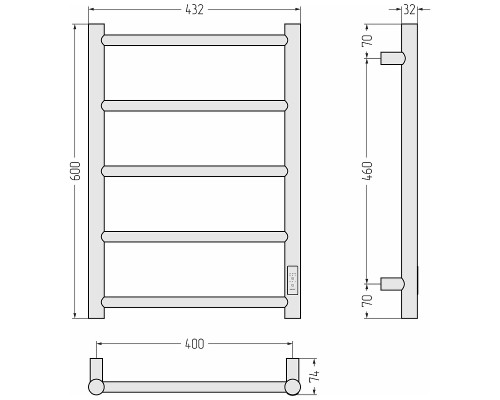 Электрический полотенцесушитель Сунержа Формат 27 60x40 12528-6040 цвет Белый
