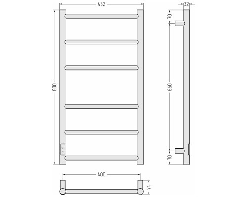 Электрический полотенцесушитель Сунержа Формат 27 80x40 12529-8040 цвет Белый