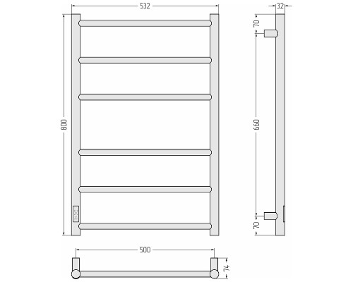 Электрический полотенцесушитель Сунержа Формат 27 80x50 12529-8050 цвет Белый