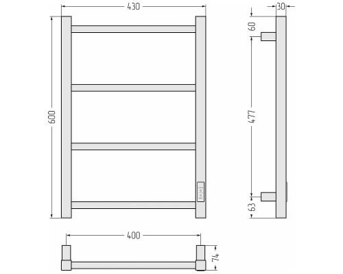 Электрический полотенцесушитель Сунержа Формат 26 60x40 17526-6040 цвет Чёрный