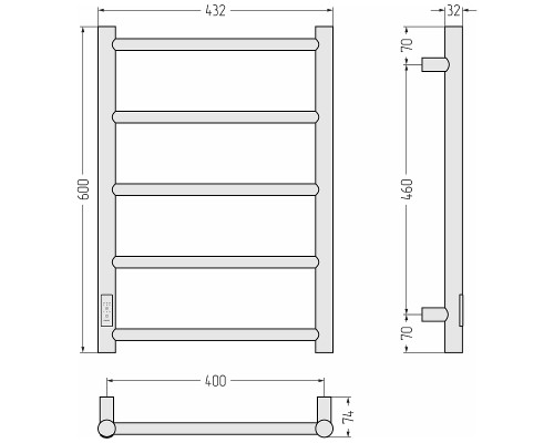 Электрический полотенцесушитель Сунержа Формат 27 60x40 17529-6040 цвет Чёрный