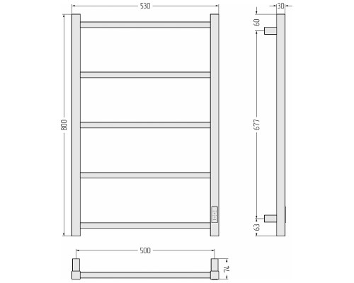 Электрический полотенцесушитель Сунержа Формат 26 80x50 30526-8050 цвет Матовый белый