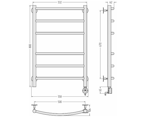 Электрический полотенцесушитель Сунержа Формат 12 80x50 31512-8050 цвет Матовый чёрный