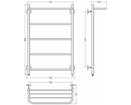 Электрический полотенцесушитель Сунержа Формат 30 80x50 00530-8050 Без покрытия