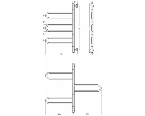 Электрический полотенцесушитель Сунержа Формат 50 ПВ 83x53.5 31550-0830 цвет Матовый чёрный