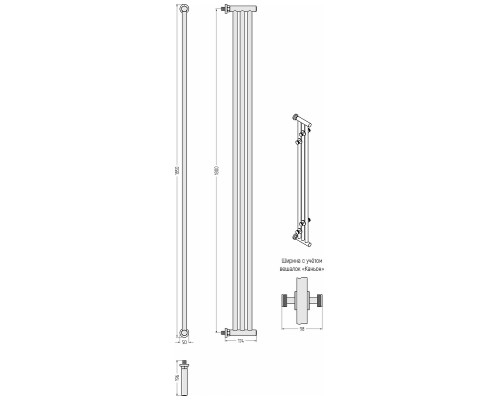 Водяной полотенцесушитель Сунержа Хорда 180x19.5 15-4124-1800 цвет Тёмный титан муар