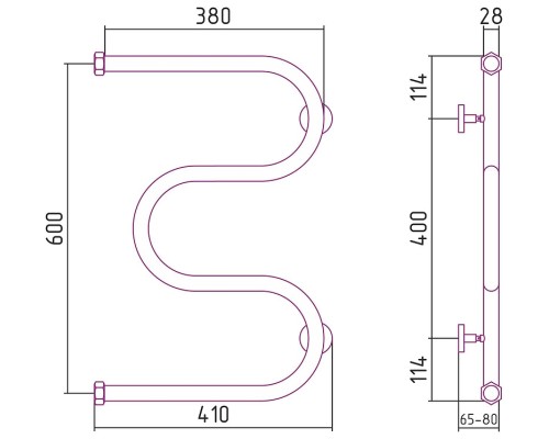 Водяной полотенцесушитель Сунержа М-образный 60x40 30-4007-6040 цвет Матовый белый