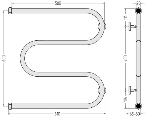 Водяной полотенцесушитель Сунержа М-образный 60x60 32-4007-6060 цвет Золотой шёлк