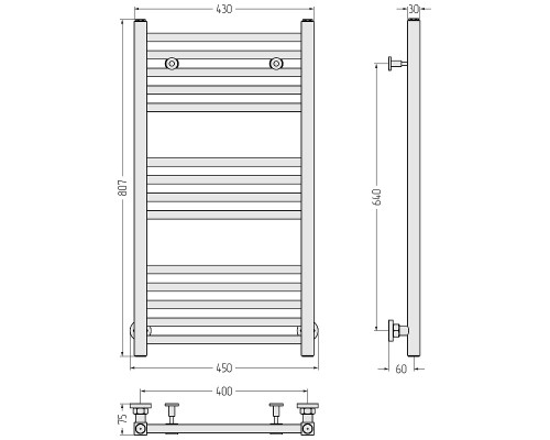 Водяной полотенцесушитель Сунержа Модус 80x40 12-0250-8040 цвет Белый