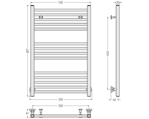 Водяной полотенцесушитель Сунержа Модус 80x50 15-0250-8050 цвет Тёмный титан муар