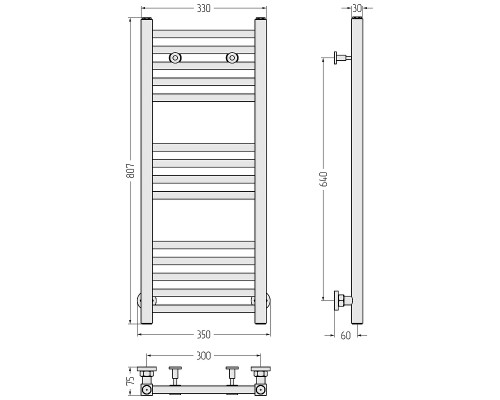 Водяной полотенцесушитель Сунержа Модус 80x30 30-0250-8030 цвет Матовый белый