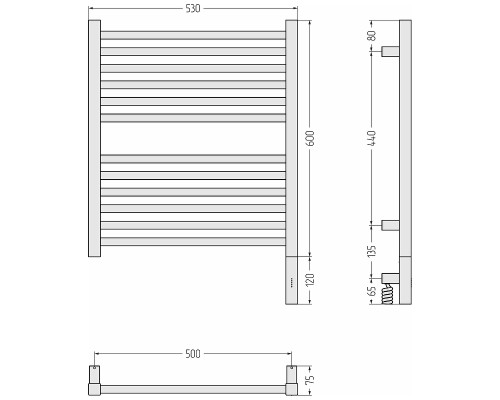 Электрический полотенцесушитель Сунержа Модус 3.1 60x50 051-5901-6050 цвет Состаренная латунь