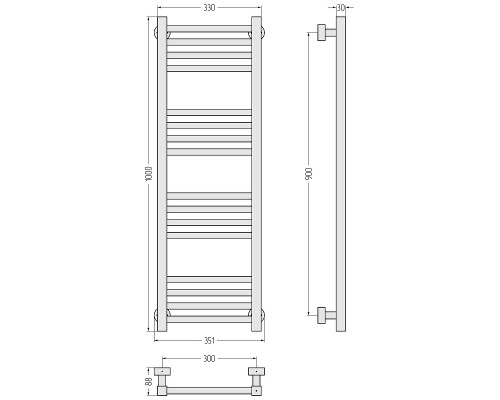 Водяной полотенцесушитель Сунержа Модус PRO 100x30 00-0450-1030 Без покрытия