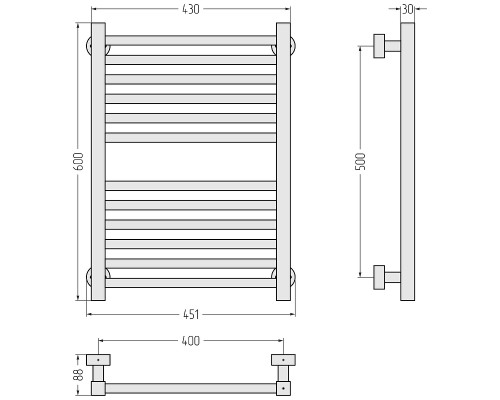 Водяной полотенцесушитель Сунержа Модус PRO 60x40 30-0450-6040 цвет Матовый белый