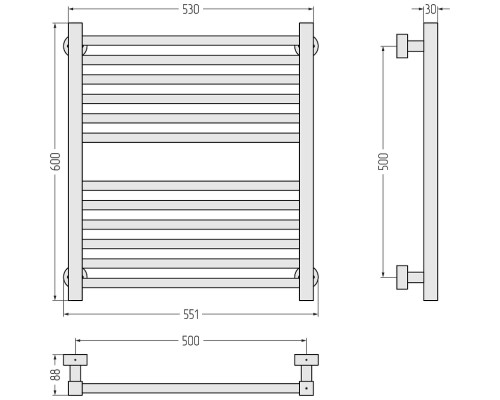 Водяной полотенцесушитель Сунержа Модус PRO 60x50 051-0450-6050 цвет Состаренная латунь