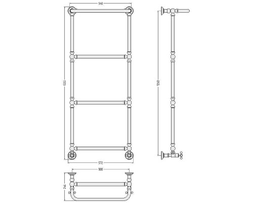 Водяной полотенцесушитель Сунержа Ренессанс 1386 1260х500 03-0281-1250 с полкой Золото