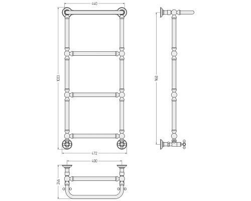 Водяной полотенцесушитель Сунержа Ренессанс 96x40 30-0281-9640 цвет Матовый белый