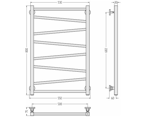 Водяной полотенцесушитель Сунержа Сирокко 80x50 30-0253-8050 цвет Матовый белый