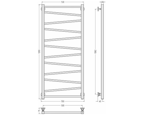 Водяной полотенцесушитель Сунержа Сирокко 120x50 32-0253-1250 цвет Золотой шёлк