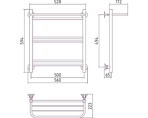 Водяной полотенцесушитель Сунержа Стилье Версия-Н1 600х500 00621-6050 Хром
