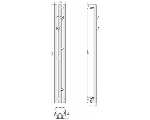 Электрический полотенцесушитель Сунержа Терция 3.0 120x10.6 31-5845-1211 цвет Матовый чёрный