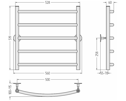 Водяной полотенцесушитель Сунержа Универсал-50 60x50 00650-6050 Без покрытия