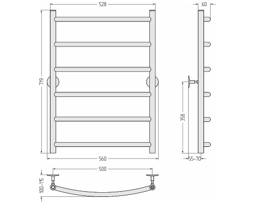 Водяной полотенцесушитель Сунержа Универсал-50 80x50 00650-8050 Без покрытия