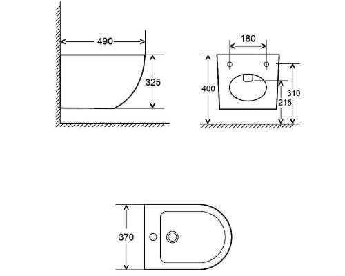 Биде AQUAme AQM2102MB подвесное Черное матовое