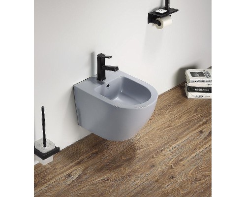 Биде CeramaLux В2342BDMHL подвесное Голубое матовое