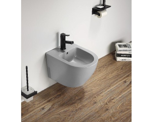 Биде CeramaLux В2342BDMH подвесное Светло-серое матовое