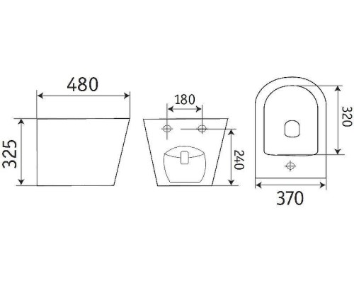 Биде CeramaLux В2342BDMH подвесное Светло-серое матовое