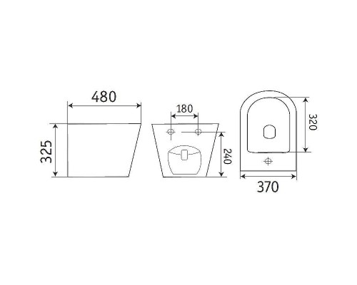 Биде CeramaLux B2342BDMDH подвесное Темно-серое матовое