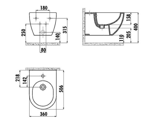 Биде Creavit Free FE510-00MB00E-0000 подвесное Белое матовое