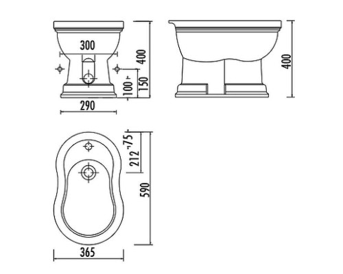 Биде Creavit Klasik KL500.000I0 Белое с декором