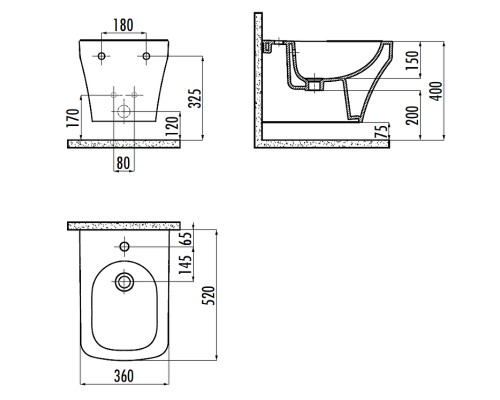 Биде Creavit Solo SO510-00CB00E-0000 цвет Белый