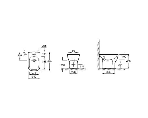 Биде Jacob Delafon Struktura EBC0002-00 Белое